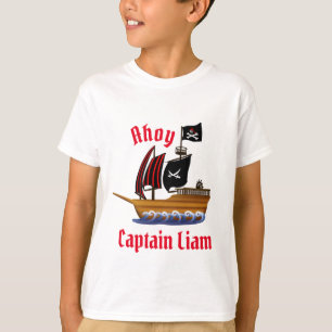 Ahoy Pirate Ship Captain Personalise Name T-Shirt