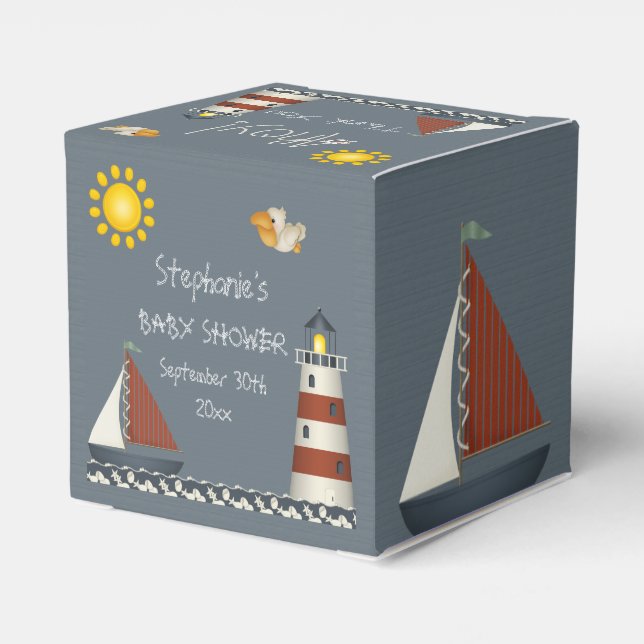 Ahoy Sail Boat & Lighthouse Thank You Favour Box (Back Side)