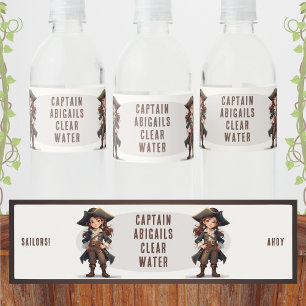 Ahoy Sailors! Girl Pirate Birthday Water Bottle Label