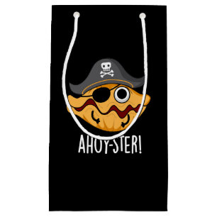 Ahoy-ster Funny Pirate Oyster Pun Dark BG Small Gift Bag