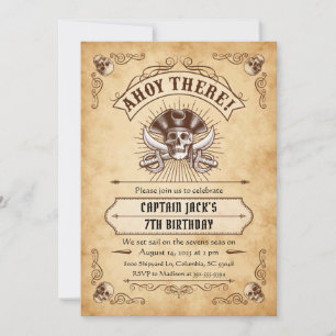 Ahoy There Pirate Birthday Invitation