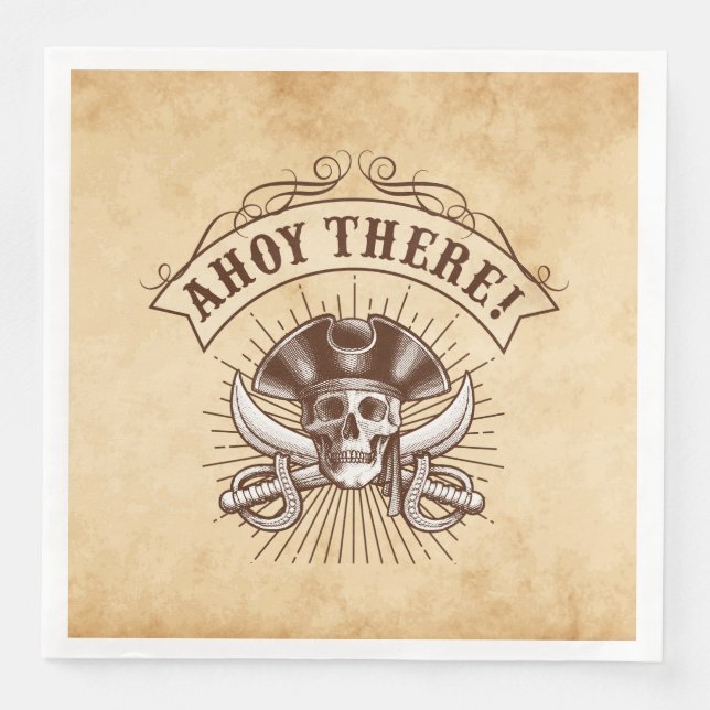 Ahoy There Pirate Birthday Napkin (Front)