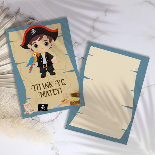 Ahoy There! Pirate Boy Birthday Party Thank You Card