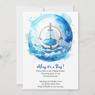 Ahoy to Motherhood: Nautical Boy Baby Shower Invitation