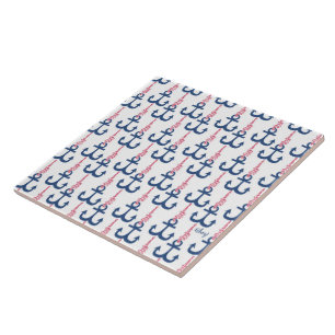Ahoy Vintage Anchor pattern. Ceramic Tile