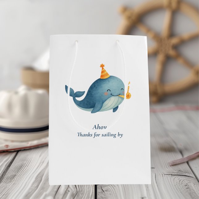 Ahoy Whale Thank You Gift Bag | Nautical Birthday  (Creator Uploaded)