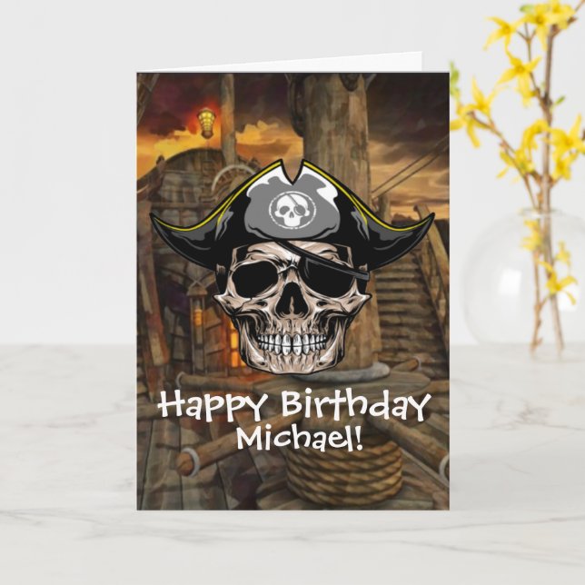  Ahoy, Young Buccaneers Birthday Card (Yellow Flower)