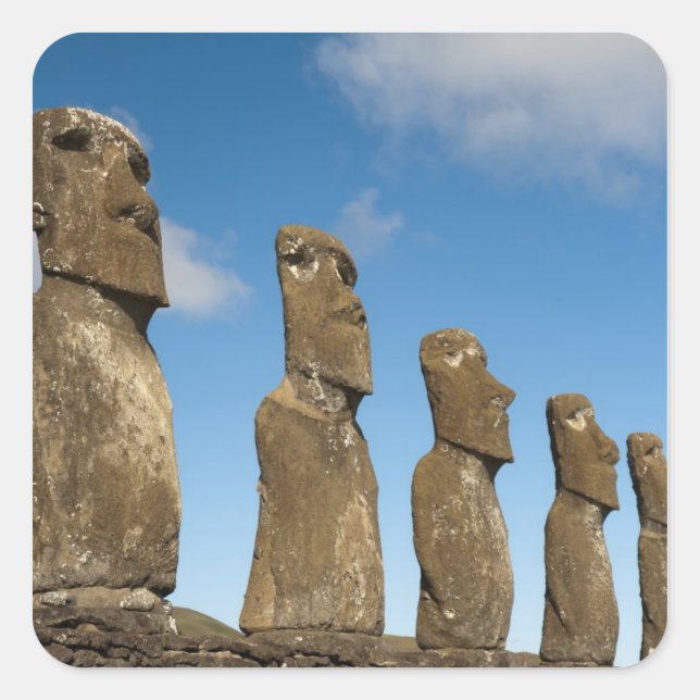 Ahu Akivi, Rapa Nui, Easter Island, Chile 2 Square Sticker (Front)