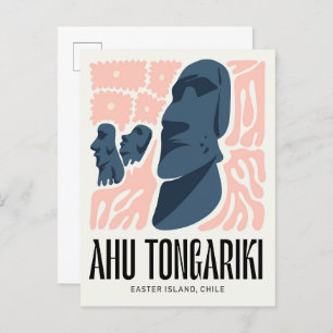 Ahu Tongariki Easter Island Chile travel floral Postcard