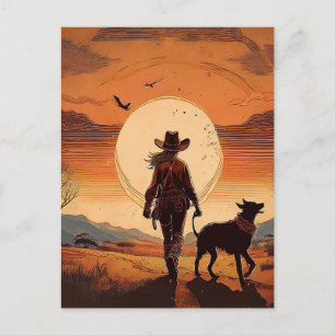 AI a Girl and her Dog Postcard