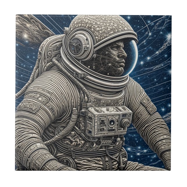 Ai Art Astronaut in Space Ceramic Tile (Front)