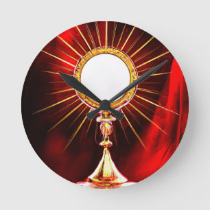 AI Art Blessed Sacrament Host in a Monstrance 1 Round Clock