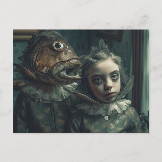 AI Art Fish Children Horror Movie Scene Postcard (Front)