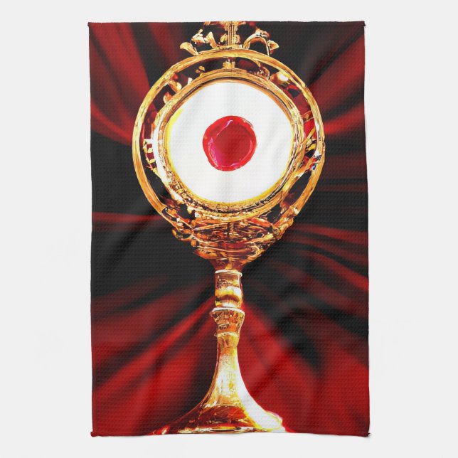 AI Art of A Eucharistic Miracle Tea Towel (Vertical)
