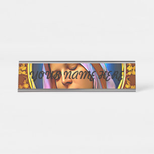 AI Art of The Blessed Virgin Mary Desk Name Plate