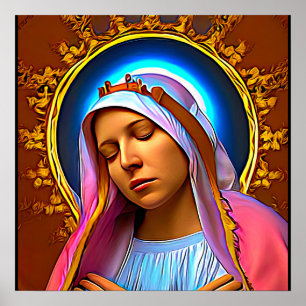 AI Art of The Blessed Virgin Mary Poster