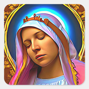 AI Art of The Blessed Virgin Mary Square Sticker
