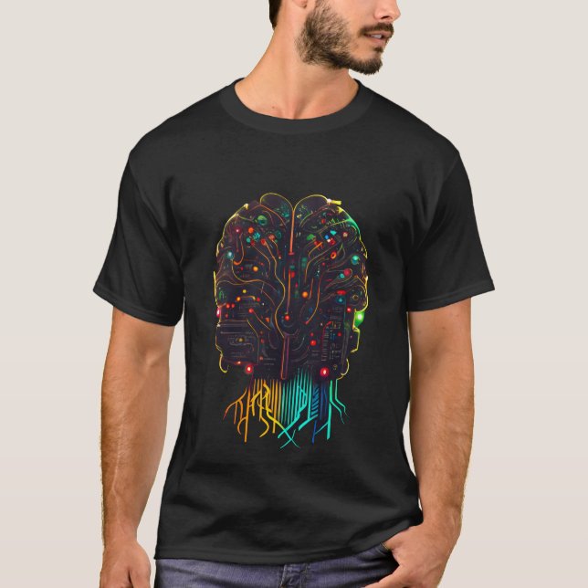 AI Artificial Intelligence Human Electric Brain T-Shirt (Front)