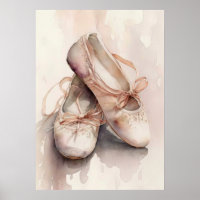 AI Artwork Watercolor Ballet Slippers