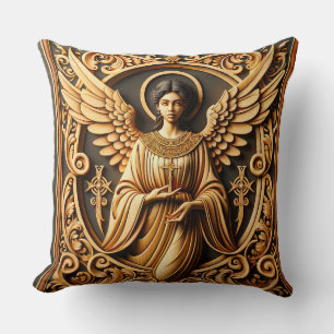 AI Beautiful Woodworked Angel  Cushion