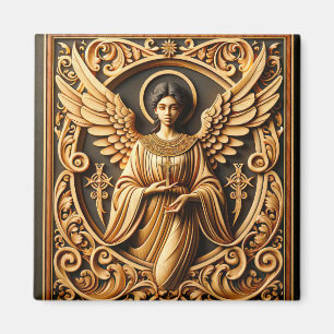 AI Beautiful Woodworked Angel  Magnet