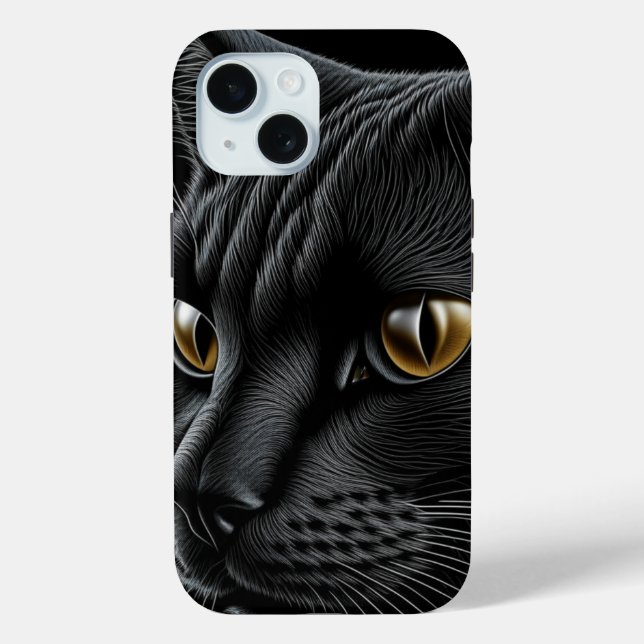 AI Black Cat with Yellow Eyes Case-Mate iPhone Case (Back)