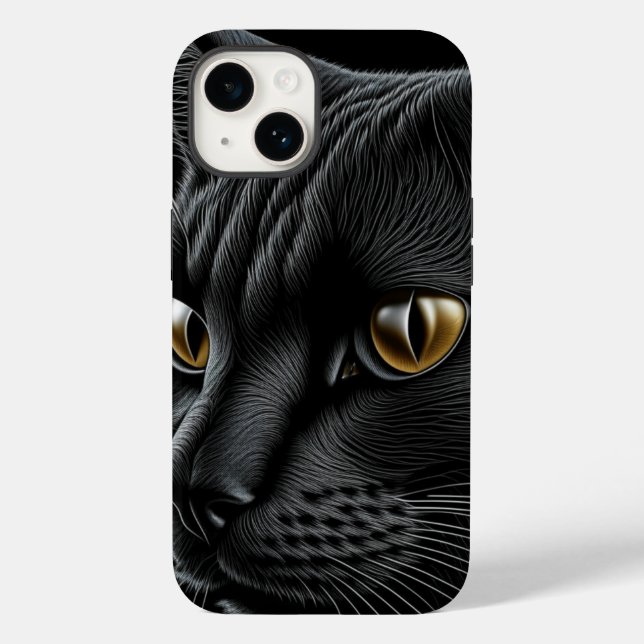 AI Black Cat with Yellow Eyes Case-Mate iPhone Case (Back)