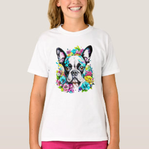 Ai Boston Terrier surrounded by Flowers T-Shirt