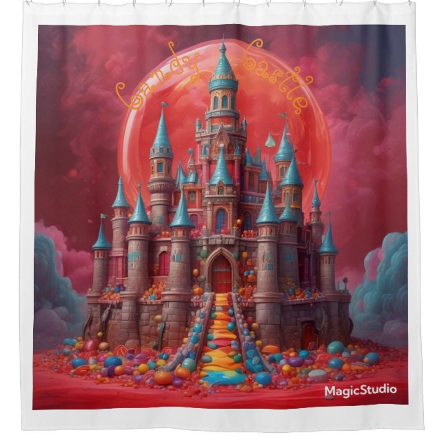 AI Candy Castle Shower Curtain (Front)