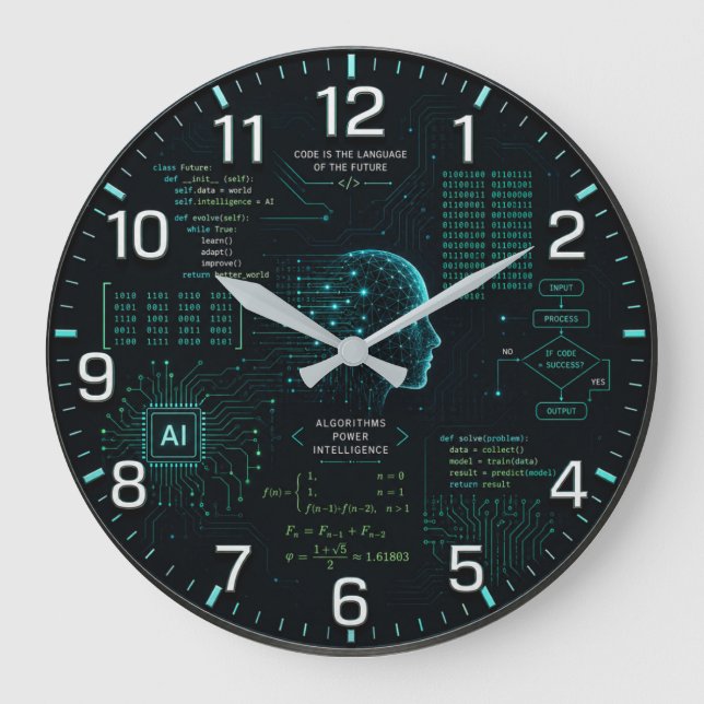 AI Coding Programming Computer Science Software  Large Clock (Front)