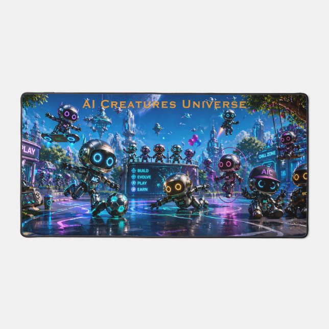 AI Creatures Universe Cyberpunk Desk Mat (Front)