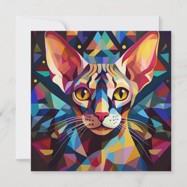 AI Cubism Cat Holiday Card (Front)
