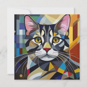 AI Cubism Cat Holiday Card