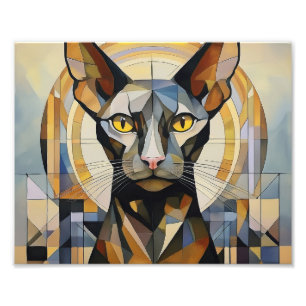 AI Cubism Cat Photo Print