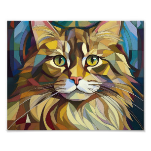 AI Cubism Cat Photo Print