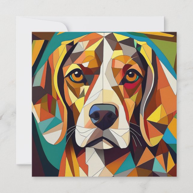 AI Cubism Dog Holiday Card (Front)
