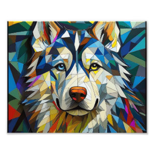 AI Cubism Dog Photo Print