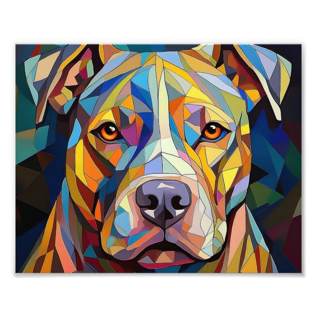 AI Cubism Dog Photo Print (Front)