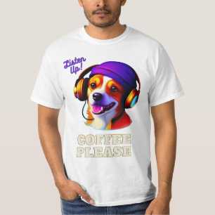 AI Cute Puppy.. Listen Up! Coffee Please.. T-Shirt