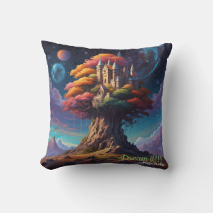 AI Dream Tree Castle Throw Pillow