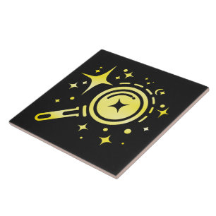 AI emblem Sparkle stars, beacon of the digital era Ceramic Tile