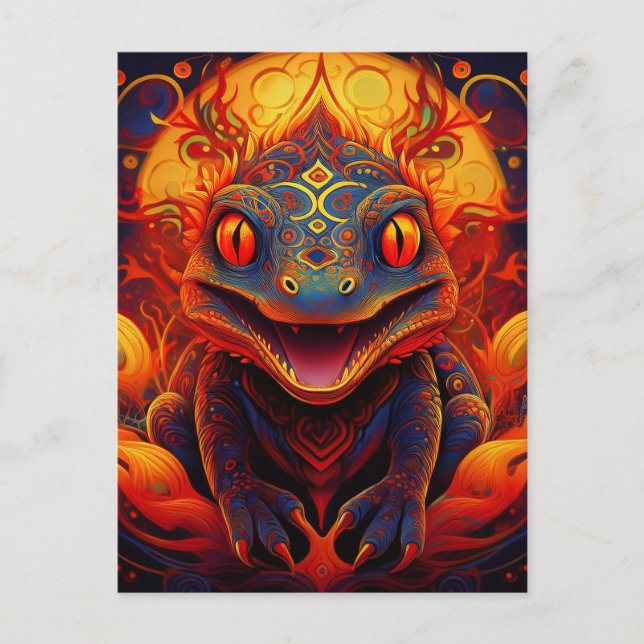 AI Fire Salamander Holiday Postcard (Front)
