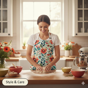 AI Floral All-Over Print Apron for Creative Cooks