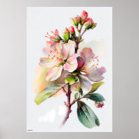 AI floral design apple blossoms vintage art style
