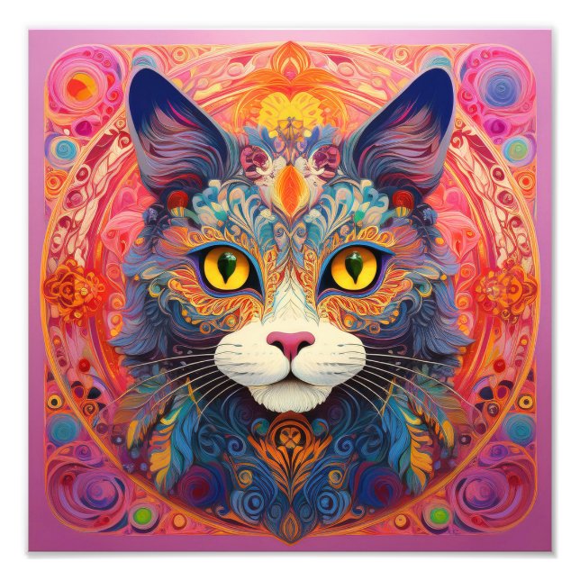 AI Flower Cat Photo Print (Front)