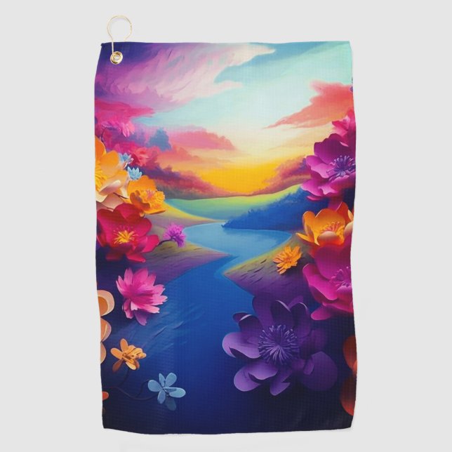 Ai Flowers Golf Towel (Front)