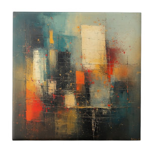 Ai generated abstract and resilient city ceramic tile