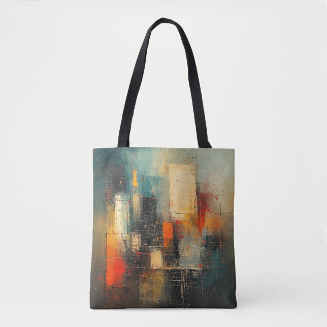 Ai generated abstract and resilient city tote bag (Front)