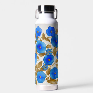 AI Generated Art *Blue floral pattern design*  Water Bottle