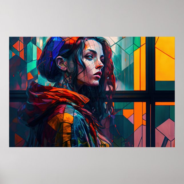 Ai Generated beautiful Woman as Modern Art Poster (Front)
